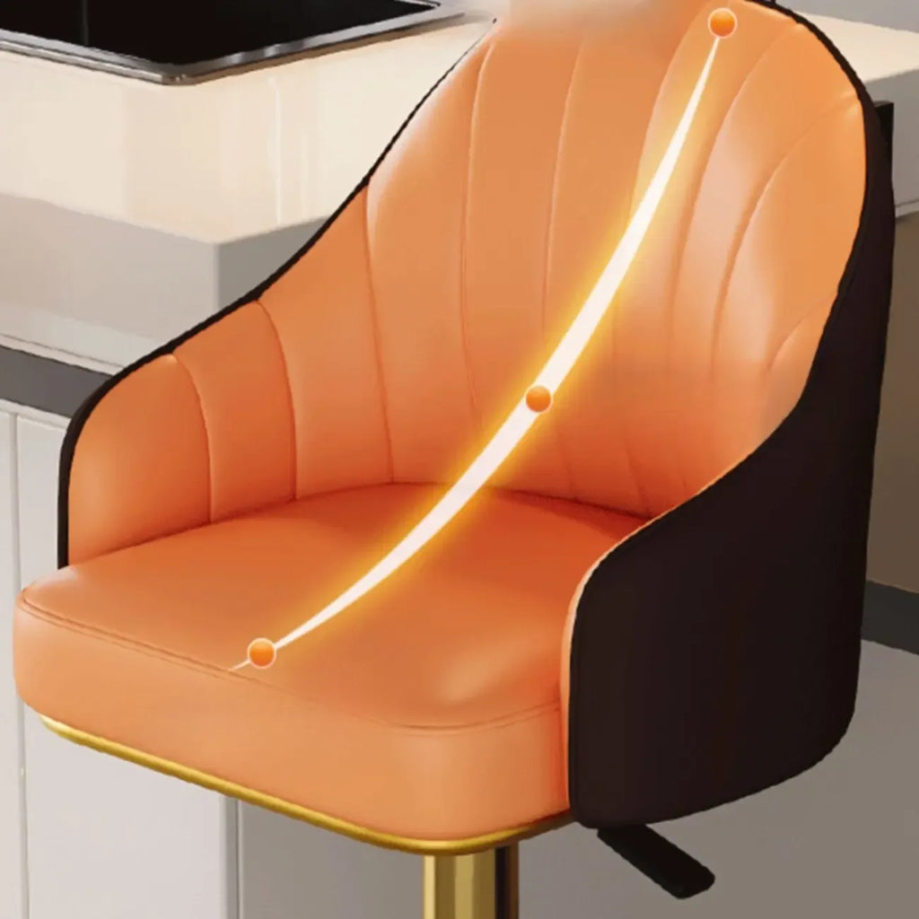 Tabouret de bar pivotant moderne en cuir, dossier bas réglable