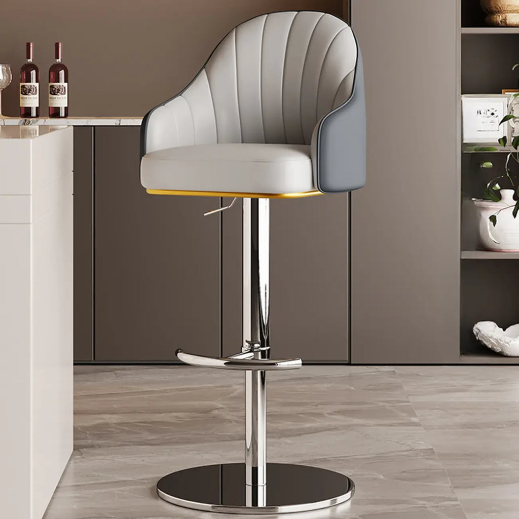 Tabouret de bar pivotant moderne en cuir, dossier bas réglable