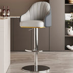 Tabouret de bar pivotant moderne en cuir, dossier bas réglable