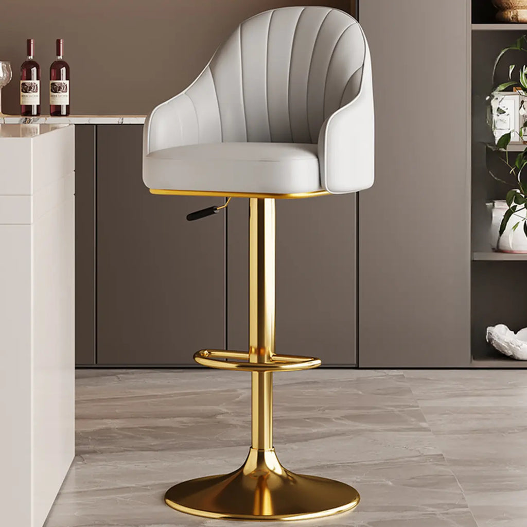 Tabouret de bar pivotant moderne en cuir, dossier bas réglable