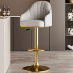 Tabouret de bar pivotant moderne en cuir, dossier bas réglable