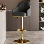 Tabouret de bar pivotant moderne en cuir, dossier bas réglable