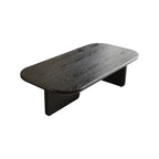 Table basse minimaliste noire à double piétement en bois veiné