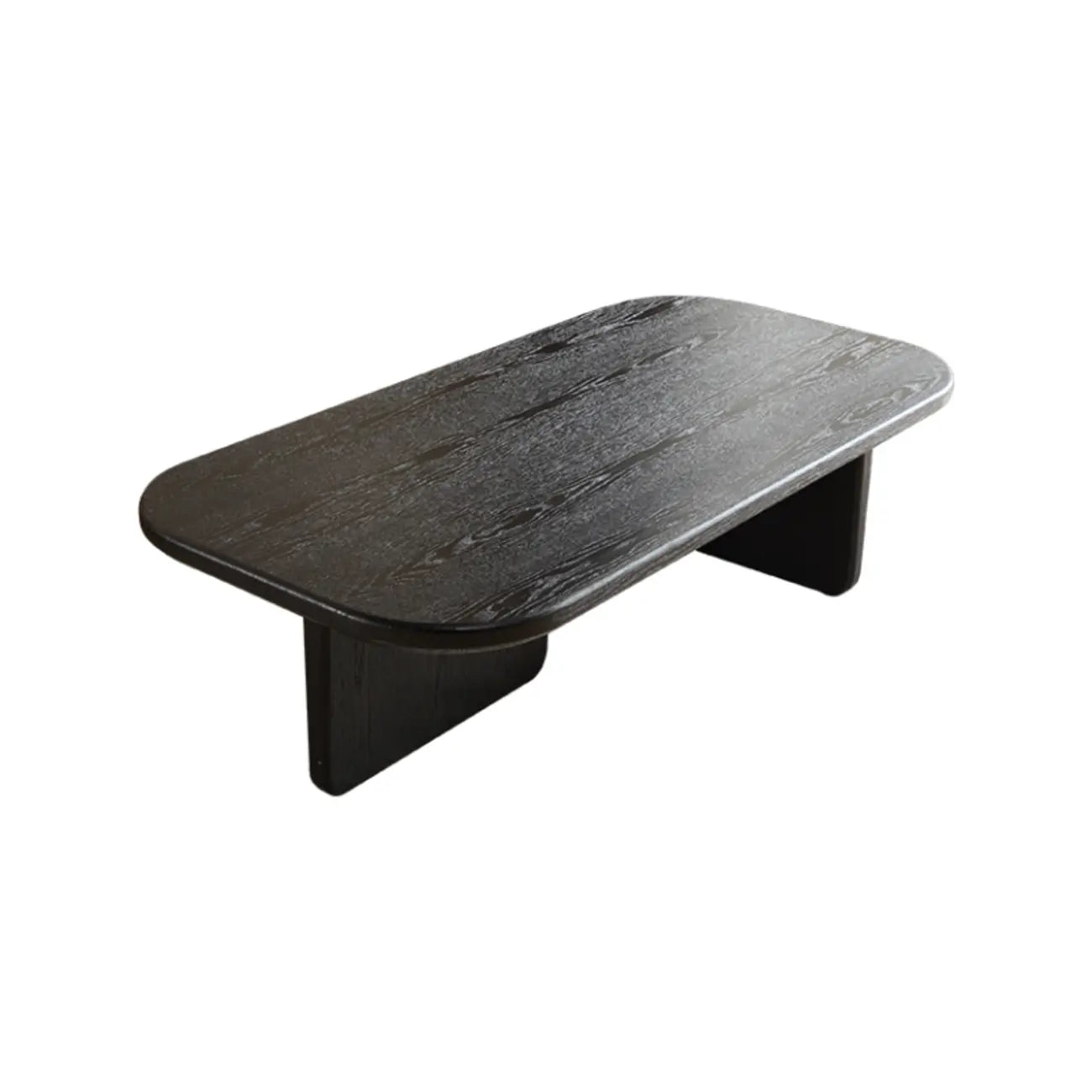 Table basse minimaliste noire à double piétement en bois veiné