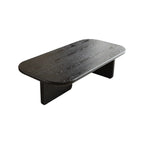 Table basse minimaliste noire à double piétement en bois veiné