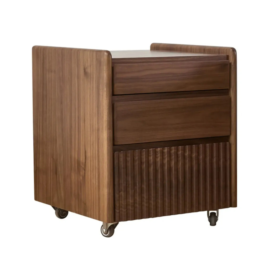 Table de chevet moderne à 3 tiroirs en bois massif marron