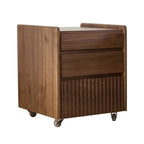 Table de chevet moderne à 3 tiroirs en bois massif marron