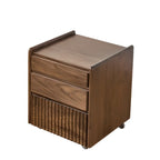Table de chevet moderne à 3 tiroirs en bois massif marron