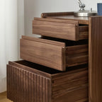 Table de chevet moderne à 3 tiroirs en bois massif marron