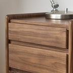 Table de chevet moderne à 3 tiroirs en bois massif marron