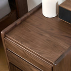 Table de chevet moderne à 3 tiroirs en bois massif marron