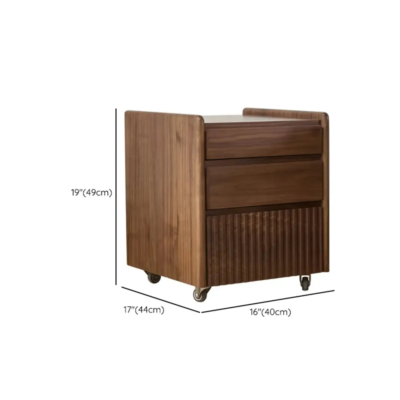 Table de chevet moderne à 3 tiroirs en bois massif marron