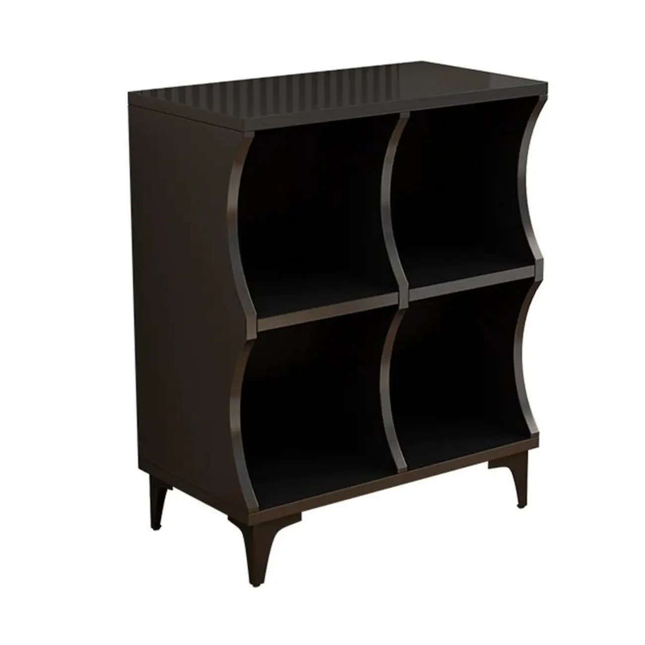 Bibliothèque modulaire moderne en bois noir à 2 niveaux en forme de cube