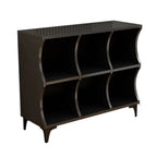 Bibliothèque modulaire moderne en bois noir à 2 niveaux en forme de cube