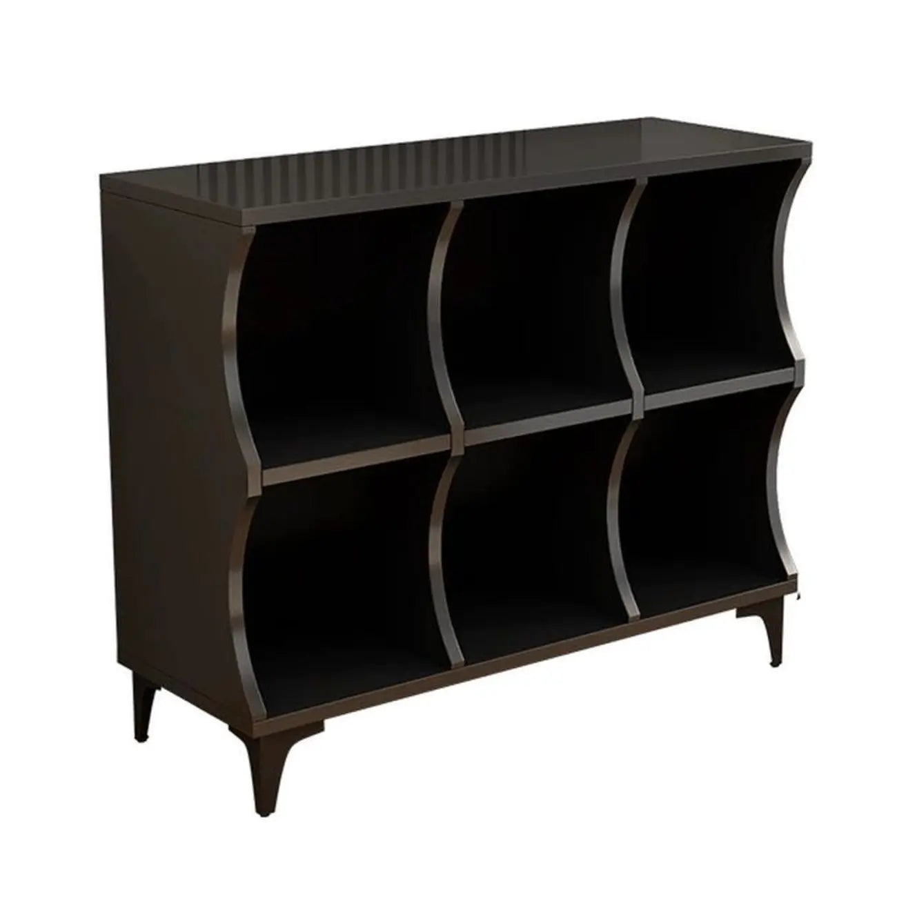 Bibliothèque modulaire moderne en bois noir à 2 niveaux en forme de cube