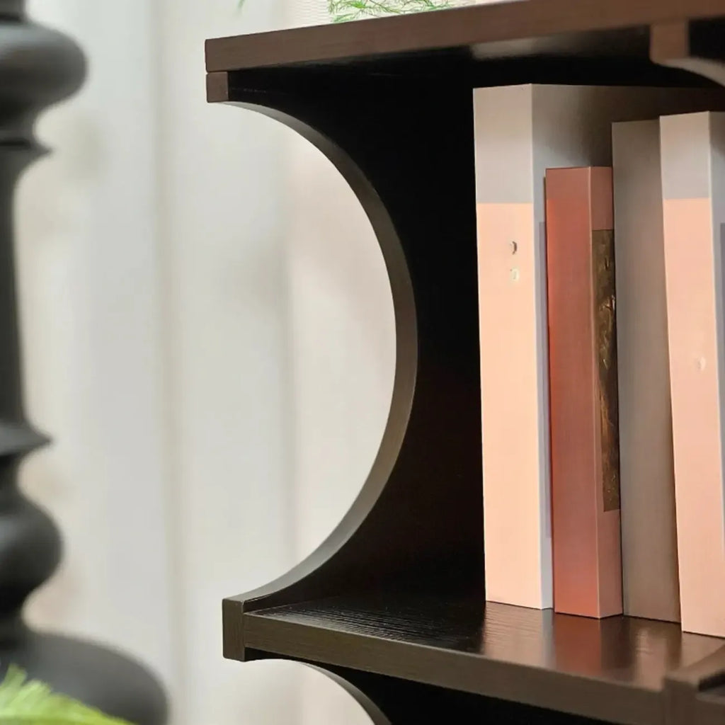 Bibliothèque modulaire moderne en bois noir à 2 niveaux en forme de cube