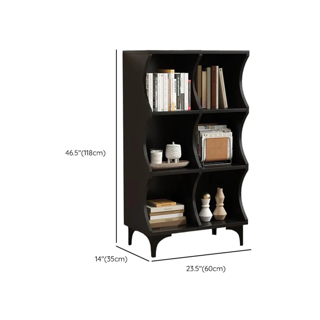 Bibliothèque modulaire moderne en bois noir à 2 niveaux en forme de cube