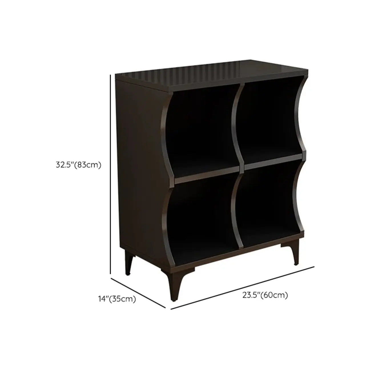 Bibliothèque modulaire moderne en bois noir à 2 niveaux en forme de cube