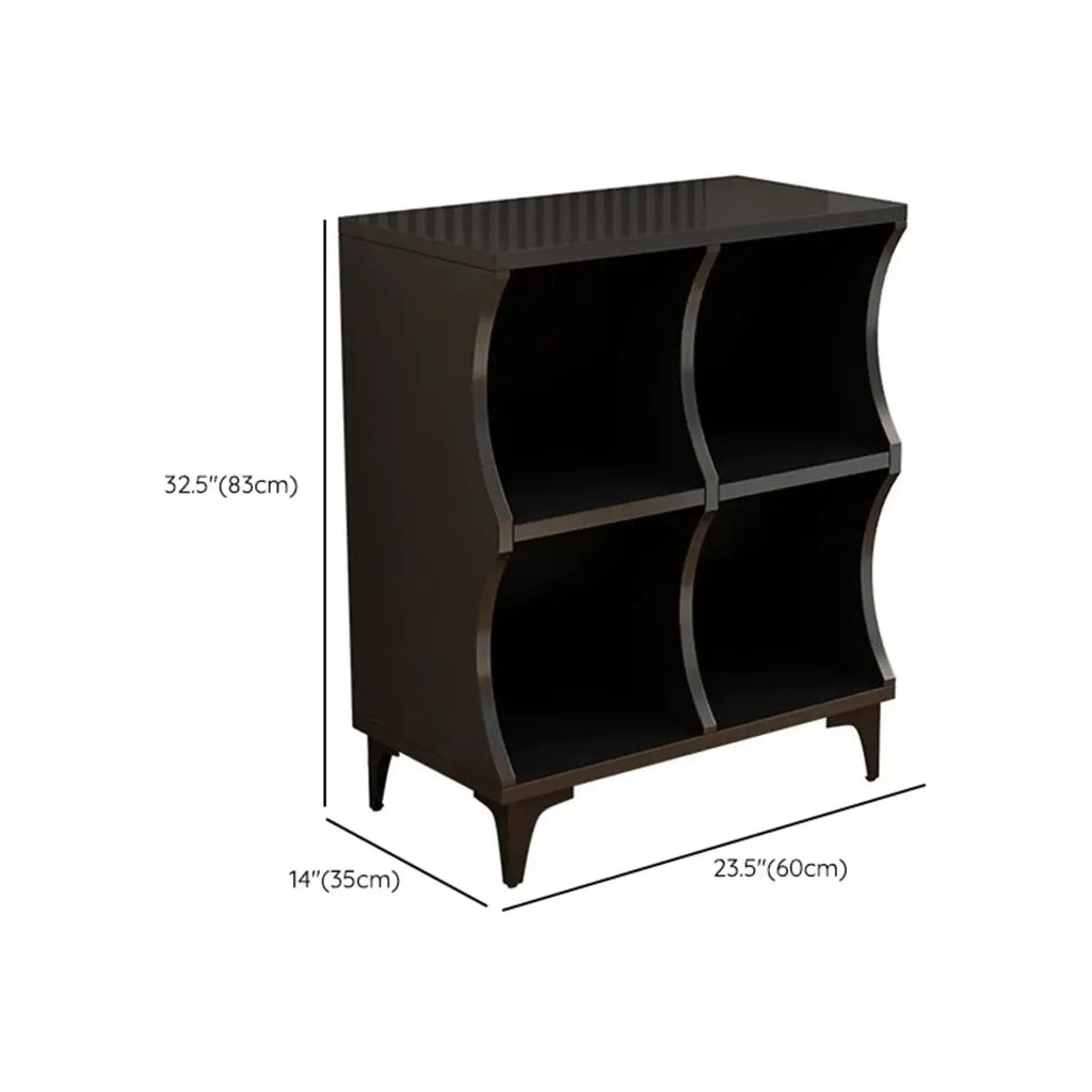 Bibliothèque modulaire moderne en bois noir à 2 niveaux en forme de cube