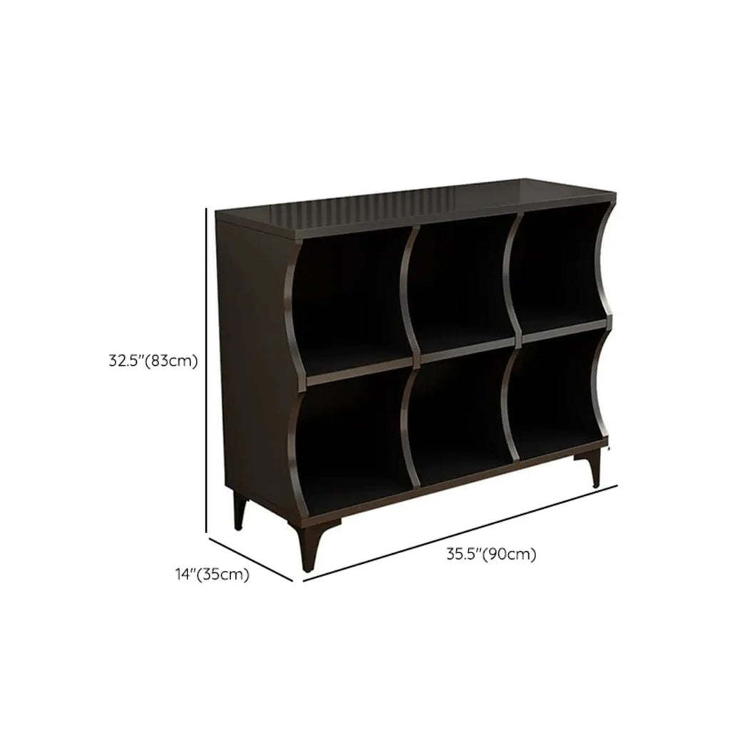 Bibliothèque modulaire moderne en bois noir à 2 niveaux en forme de cube