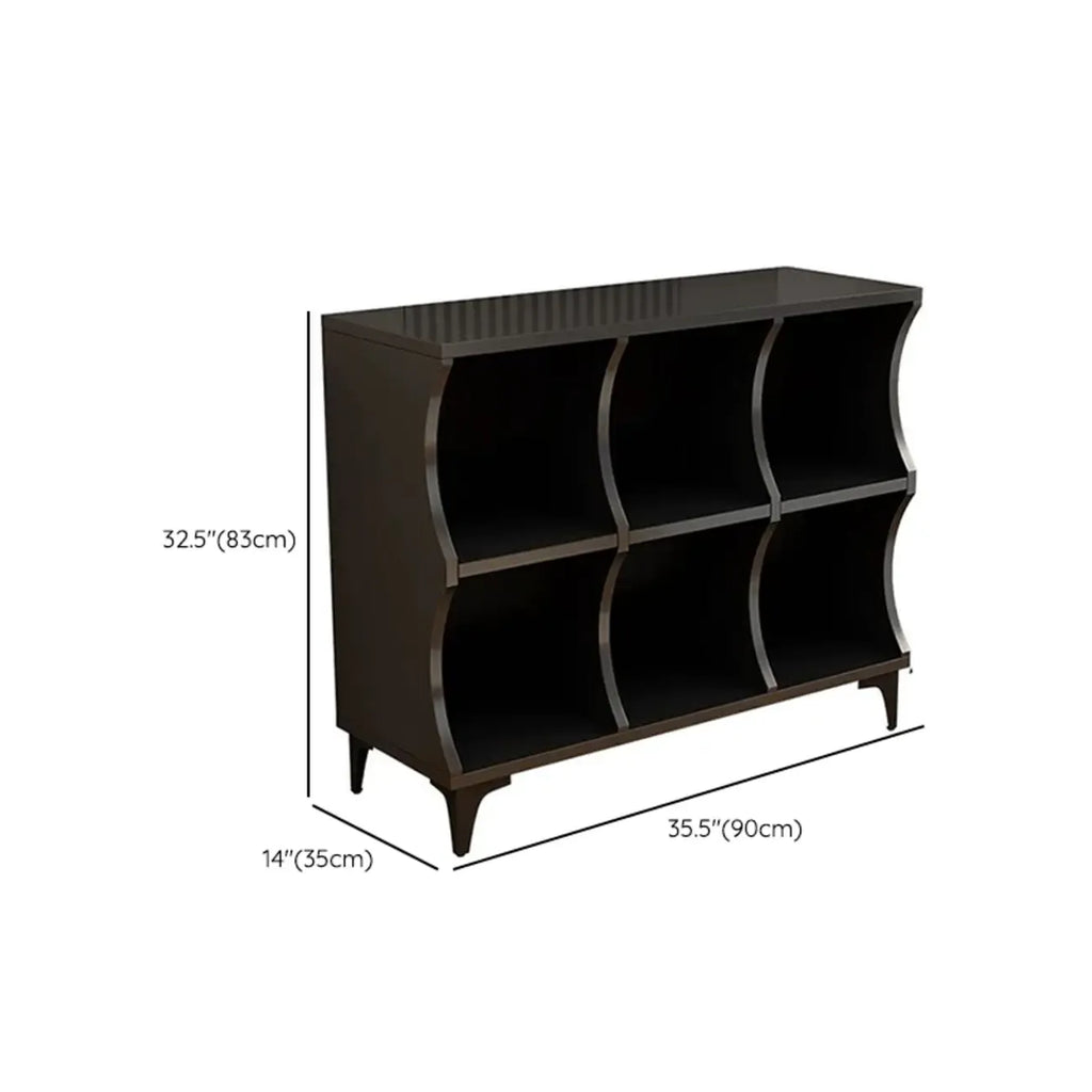 Bibliothèque modulaire moderne en bois noir à 2 niveaux en forme de cube