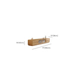 Meuble TV long en bois naturel à 4 tiroirs avec portes vitrées