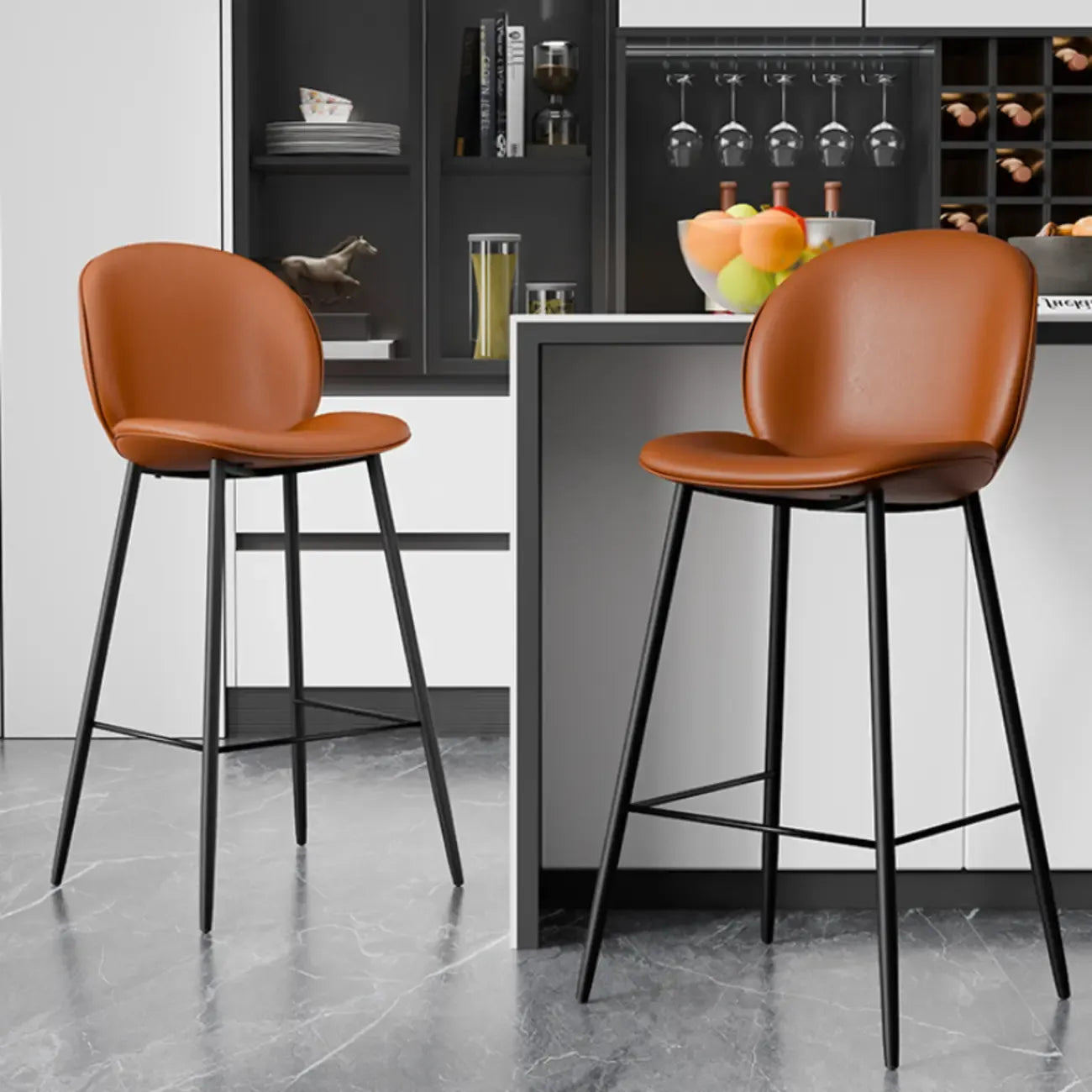 Tabourets de bar rembourrés style moderne du milieu du siècle