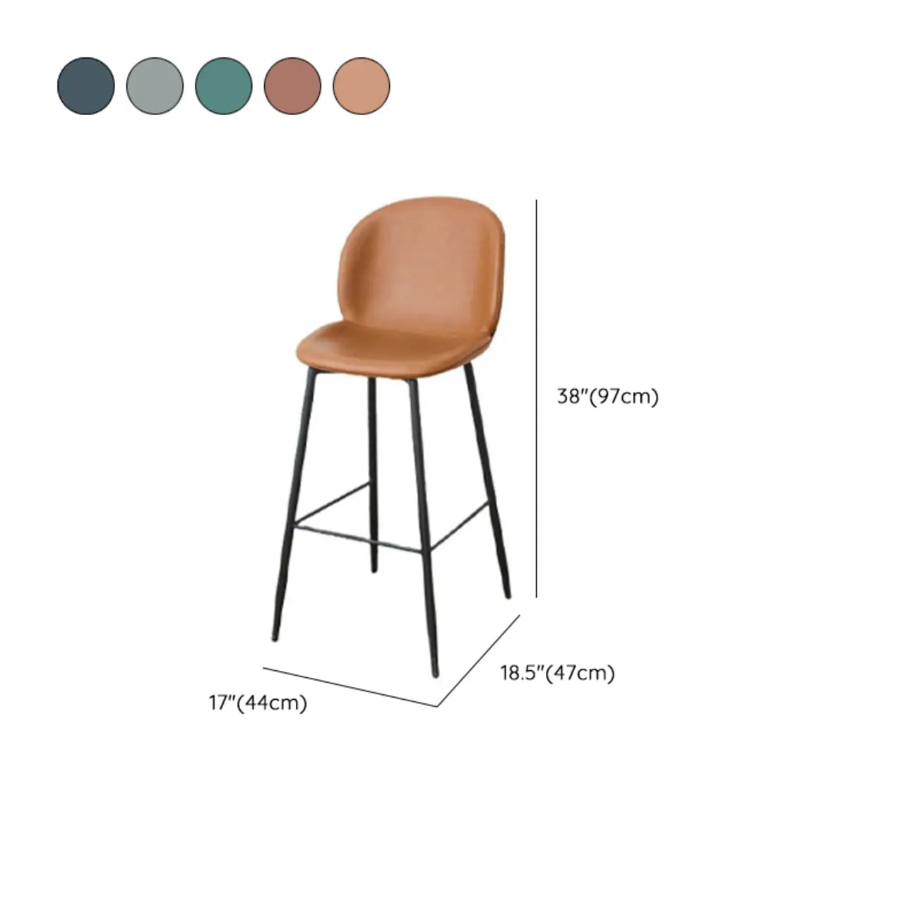Tabourets de bar rembourrés style moderne du milieu du siècle
