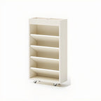 Bibliothèque verticale mobile à 5 étagères en bois brun noyer