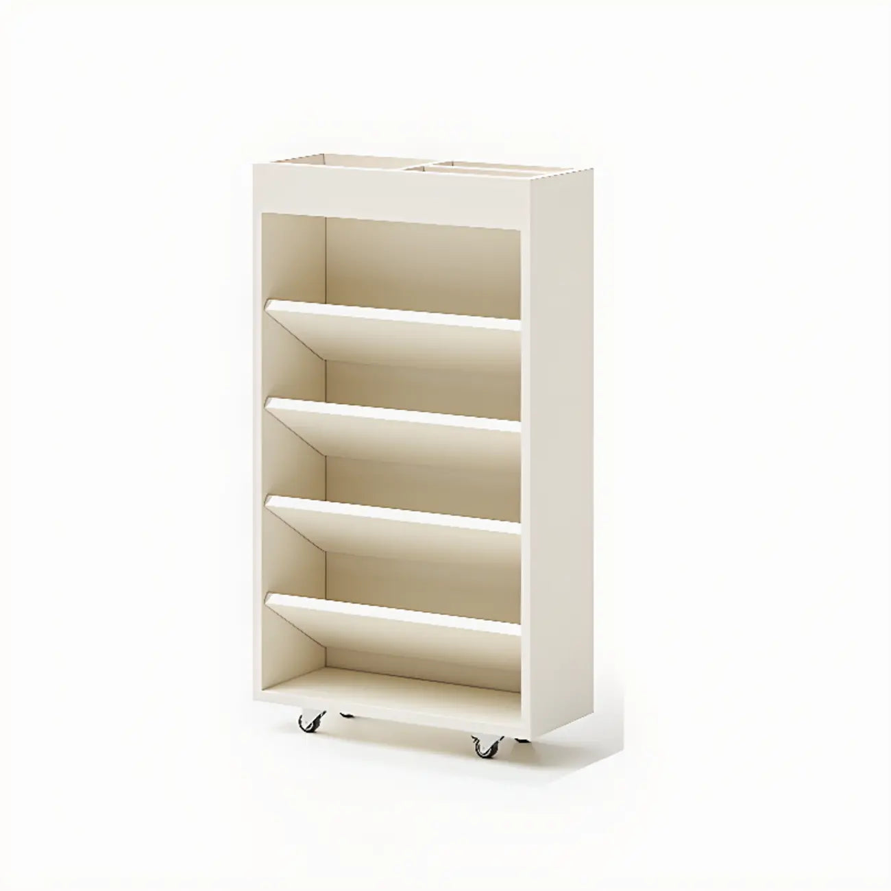 Bibliothèque verticale mobile à 5 étagères en bois brun noyer