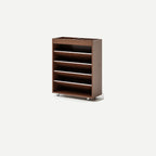 Bibliothèque verticale mobile à 5 étagères en bois brun noyer