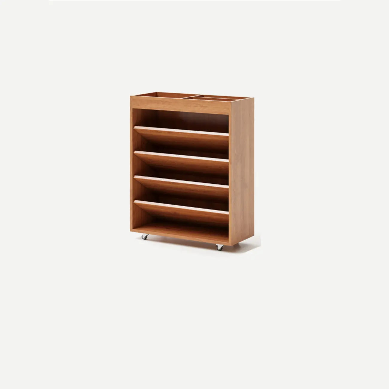 Bibliothèque verticale mobile à 5 étagères en bois brun noyer