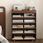 Bibliothèque verticale mobile à 5 étagères en bois brun noyer