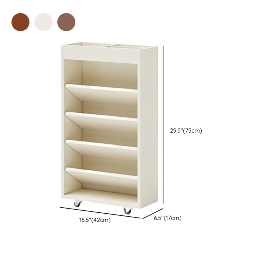 Bibliothèque verticale mobile à 5 étagères en bois brun noyer