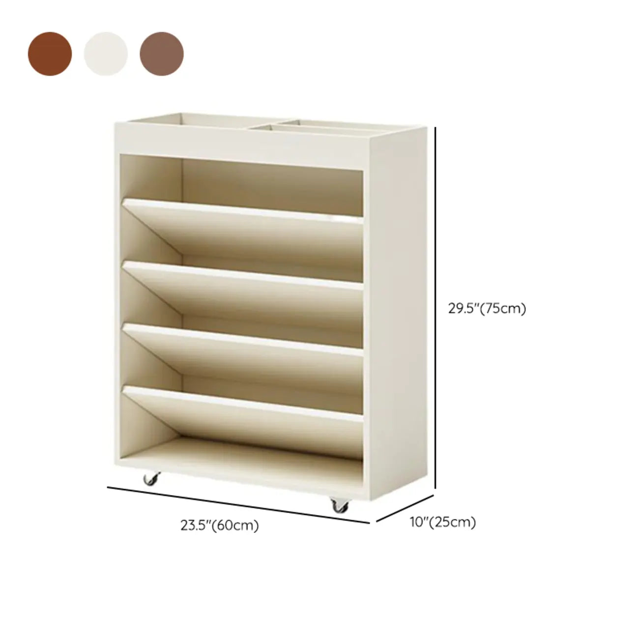 Bibliothèque verticale mobile à 5 étagères en bois brun noyer