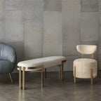 Banc d'entrée ovale en métal beige confortable