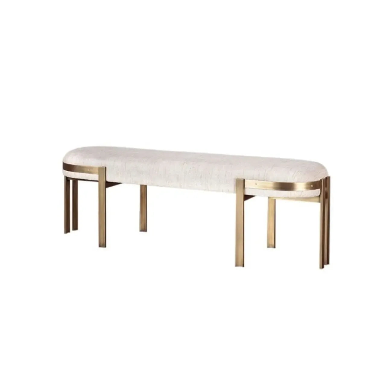 Banc d'entrée ovale en métal beige confortable