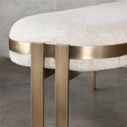Banc d'entrée ovale en métal beige confortable