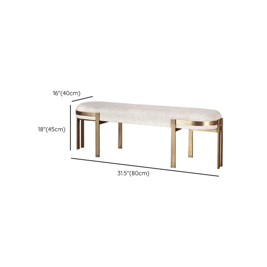 Banc d'entrée ovale en métal beige confortable