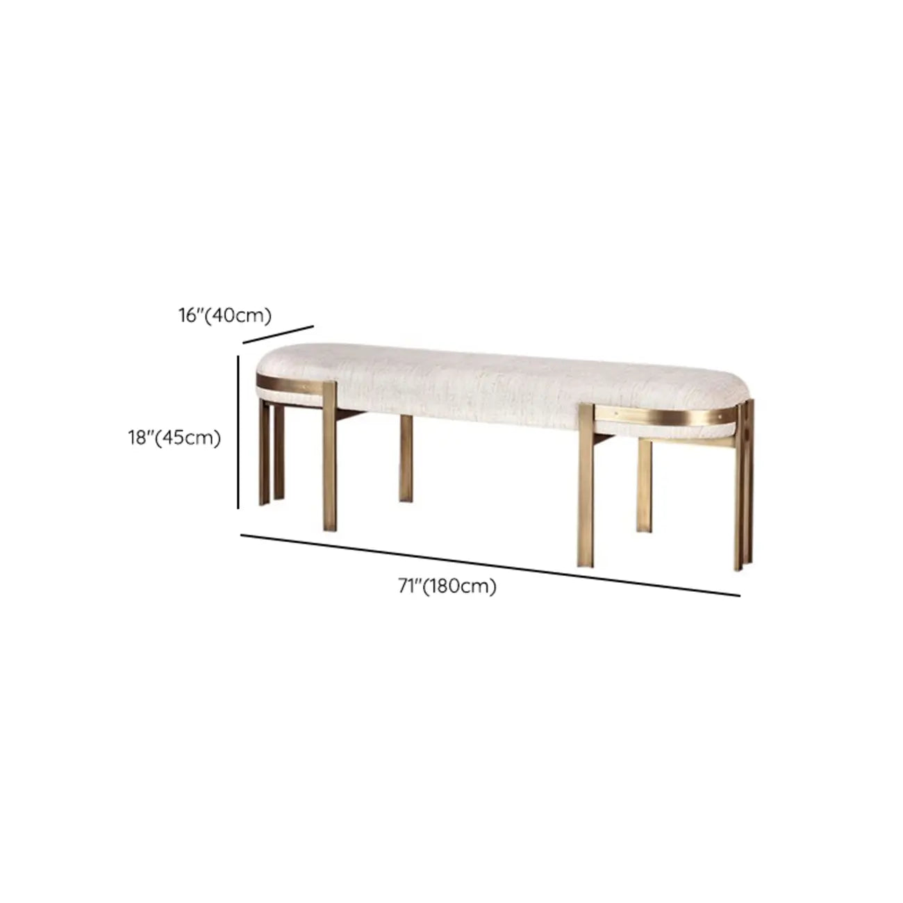 Banc d'entrée ovale en métal beige confortable