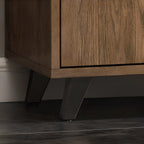 Credenza in legno tortora a 4 cassetti con ante in vetro