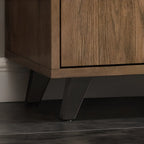 Credenza in legno tortora a 4 cassetti con ante in vetro