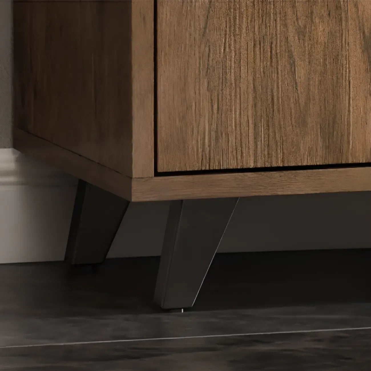 Credenza in legno tortora a 4 cassetti con ante in vetro