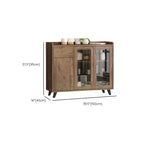 Credenza in legno tortora a 4 cassetti con ante in vetro