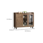 Credenza in legno tortora a 4 cassetti con ante in vetro