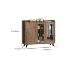 Credenza in legno tortora a 4 cassetti con ante in vetro