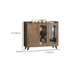 Credenza in legno tortora a 4 cassetti con ante in vetro