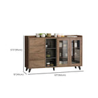 Credenza in legno tortora a 4 cassetti con ante in vetro