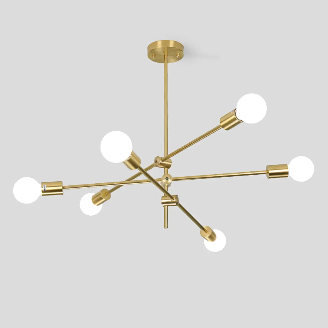 Lustre Sputnik moderne en métal doré à 6 lumières