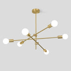 Lustre Sputnik moderne en métal doré à 6 lumières